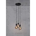 Pendant luminaire PACO, 3 flames, E27, black