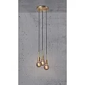 Pendant luminaire PACO, 3 flames, E27, brass