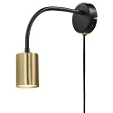Wand-Aufbaustrahler EXPLORE FLEX ARM, IP20, GU10, mit Schalter + 150cm Euro-Steckerkabel, messing / schwarz