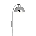 Nordlux Wandleuchte ELLEN 20, IP20, E14 (exkl.), mit Schnurschalter, Metall, Chrom poliert / Metall-Schirm