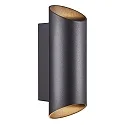Außenwand-Strahler NICO ROUND 22, zylindrisch, IP54, Up/Down, 2x GU10, Aluminium / Glas, schwarz
