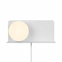 Nordlux Wandleuchte LILIBETH, IP20, E14, mit Ablage, Kugel-Diffusor opal, abnehmbares Steckerkabel mit Schnurschalter, weiß
