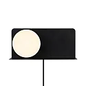 Nordlux Wandleuchte LILIBETH, IP20, E14, mit Ablage, Kugel-Diffusor opal, abnehmbares Steckerkabel mit Schnurschalter, schwarz