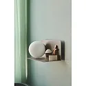 Nordlux Wandleuchte LILIBETH, IP20, E14, mit Ablage, Kugel-Diffusor opal, abnehmbares Steckerkabel mit Schnurschalter, braun