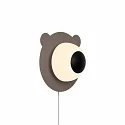 Kinderzimmer-Wandleuchte BRUNA BEAR, IP20, E14 (exkl.), abnehmbares Steckerkabel mit Schnurschalter, braun / opalweiß