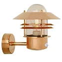 Außenwandleuchte BLOKHUS UP SENSOR, IP54, E27 max. 60W, mit Ring-Lamellen, Kupfer / Glas klar