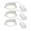 Nordlux LED Einbaustrahler OLEA, 3er Set, 110°, 4,4W, 2700K, 345lm, IP65/IP20, IK03, weiß