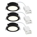 Nordlux LED Einbaustrahler OLEA, 3er Set, 110°, 4,4W, 2700K, 345lm, IP65/IP20, IK03, schwarz