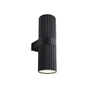 Außenwand-Strahler KYKLOP RIPPLE MAXI, Up/Down, IP54 IK05, 2x E27, Metall-Zylinder gerippt / Glas, schwarz