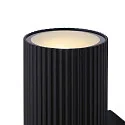 Nordlux Außenwand-Strahler KYKLOP RIPPLE MAXI, Up/Down, IP54 IK05, 2x E27, Metall-Zylinder gerippt / Glas, schwarz