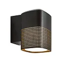 Outdoor Wandleuchte SIDARA, IP54 IK05, eckig, E27, Schirm perforiert, Seeluft-beständig, Aluminium, schwarz