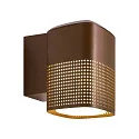 Outdoor Wandleuchte SIDARA, IP54 IK05, eckig, E27, Schirm perforiert, Seeluft-beständig, Aluminium, metallisch braun