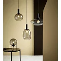 Nordlux Pendelleuchte ALTON 23, Schirm Ø 23cm / H 43cm, E27, mundgeblasenes Glas, Rauchglas / schwarz