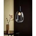 Nordlux Pendelleuchte ALTON 23, Schirm Ø 23cm / H 43cm, E27, mundgeblasenes Glas, Rauchglas / schwarz