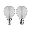 Paulmann 2er-Set LED Filament Tropfenform P45, 230V, E14, 3W 2700K 250lm, matt