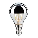 LED Filament Top mirrored Lamp Drop SILVER, 230V, E14, 2.6W 2700K 220lm, clear