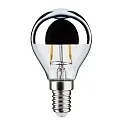 Paulmann LED Filament Kopfspiegel-Tropfen SILBER, 230V, E14, 2.6W 2700K 220lm, klar