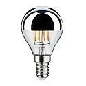 Paulmann LED Filament Kopfspiegel-Tropfen SILBER, 230V, E14, 4.8W 2700K 440lm, dimmbar, klar