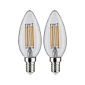 Paulmann 2er-Set LED Filament Kerzenform C35, 230V, E14, 4.5W 2700K 470lm, klar