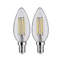 Paulmann LED Filamentlampe Kerzenform, E14, 4,8W, 4000K, 470lm, klar, 2er-Pack