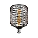 LED Deko-Filament METALLIC GLOW ZYLINDER HELIX, Ø 10cm, E27, 3.5W 1800K 110lm, Metallkorb, schaltbar, schwarz