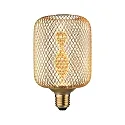 LED Deko-Filament METALLIC GLOW ZYLINDER HELIX, Ø 10cm, E27, 3.5W 1800K 130lm, Metallkorb, schaltbar, Messing