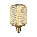 LED Deko-Filament METALLIC GLOW ZYLINDER SPIRAL, Ø 10cm, E27, 4.2W 1800K 200lm, Metallkorb, schaltbar, Messing