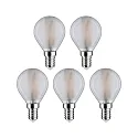 Paulmann LED Filamentlampe Tropfenform E14, 470lm, 5W, 2700K, 5er Pack, matt