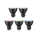Paulmann LED Smart Home Reflektorlampe ZigBee RGBW, 3er Pack, 38°, GU10, 230V, 4,8W, 2200-6500K, 350lm, dimmbar, schwarz matt