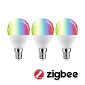 Paulmann LED Smart Home Leuchtmittel ZigBee RGBW Tropfen, 3er Pack, E14, 230V, 5W, 2200-6500K, 470lm, dimmbar, matt