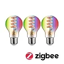 Paulmann LED Smart Home Filamentlampe ZigBee AGL, 3er Pack, RGBW, E27, 230V, 6,3W, 2200-6500K, 470lm, dimmbar, gold