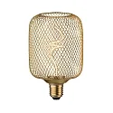 LED Deko-Filament METALLIC GLOW ZYLINDER, E27, 4W 1800K 180lm, 3-step dimmbar, Metallkorb, Messing