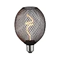 LED Leuchtmittel METALLIC GLOW GLOBE, E27, 4W 1800K 160lm, 3-step dimmbar, Metallkorb, schaltbar, schwarz