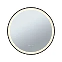 LED Leuchtspiegel MIRRA, IP44, rund, Ø 59cm, 23.5W 2700/4000/6500K (WhiteSwitch), mit Touch-Dimmer + Heizfunktion, schwarz