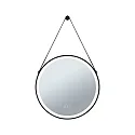 Paulmann LED Leuchtspiegel MIRRA, IP44, rund, Ø 59cm, 21W 3000-6500K (WhiteSwitch), mit Touchdimmer + Heizfunktion + Lederband, schwarz