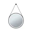 Paulmann LED Leuchtspiegel MIRRA, IP44, rund, Ø 59cm, 21W 3000-6500K (WhiteSwitch), mit Touchdimmer + Heizfunktion + Lederband, schwarz