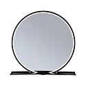 LED Leuchtspiegel MIRO, IP44, rund, Ø 50cm, mit Ablage, schwarz matt, mit Rahmen, 14W 2700-6500K (Tunable White) 160lm,CRi >90