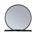 LED Leuchtspiegel MIRO, IP44, rund, Ø 50cm, mit Ablage, schwarz matt, mit Rahmen, 14W 2700-6500K (Tunable White) 160lm,CRi >90