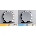 LED Leuchtspiegel MIRO, IP44, rund, Ø 50cm, mit Ablage, schwarz matt, mit Rahmen, 14W 2700-6500K (Tunable White) 160lm,CRi >90