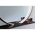 LED Leuchtspiegel MIRO, IP44, rund, Ø 50cm, mit Ablage, schwarz matt, mit Rahmen, 14W 2700-6500K (Tunable White) 160lm,CRi >90