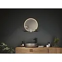 LED Leuchtspiegel MIRO, IP44, rund, Ø 50cm, mit Ablage, schwarz matt, mit Rahmen, 14W 2700-6500K (Tunable White) 160lm,CRi >90
