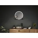 LED Leuchtspiegel MIRO, IP44, rund, Ø 50cm, mit Ablage, schwarz matt, mit Rahmen, 14W 2700-6500K (Tunable White) 160lm,CRi >90