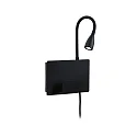 LED Wandleuchte HALINA LED Leseleuchte, 3,5W, 2700K, 200lm, 230V, IP20, mit USB-C Anschluss, schwarz