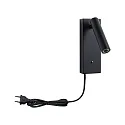 Paulmann LED Wandleuchte HULDA LED Leseleuchte, 2,5W, 230V, 3000K, 130lm, IP20, mit USB-C Anschluss, 3-Stufen dimmbar, schwarz