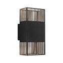 Outdoor LED Wandleuchte THARIN, IP44, 2x 3.7W 3000K 180lm, verstellbar, schaltbar, Edelstahl, schwarz