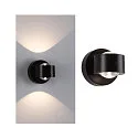 Paulmann LED Akku-Wandleuchte ZORIK UP&DOWN, IP44, rund, 2.2W 2700K 210lm, Glaslinsen, USB-C, magnetisch, mnit Touch-Dimmer, schwarz