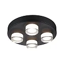 LED Bad-Deckenleuchte KAME, IP44, rund, 4-flammig, Ø 25cm, 18W 3000K 2000lm, schaltbar, starr, schwarz / klar / satiniert