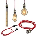 Paulmann pendant luminaire NEORDIC ELDAR with switch, with plug E27, brushed nickel, red dimmable