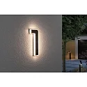 Paulmann LED Solar-Hausnummer, IP44, indirekt, 3000K, 20lm, Akku wechselbar, schwarz, Ziffer 1