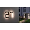 Paulmann LED Solar-Hausnummer, IP44, indirekt, 3000K, 20lm, Akku wechselbar, schwarz, Ziffer 1